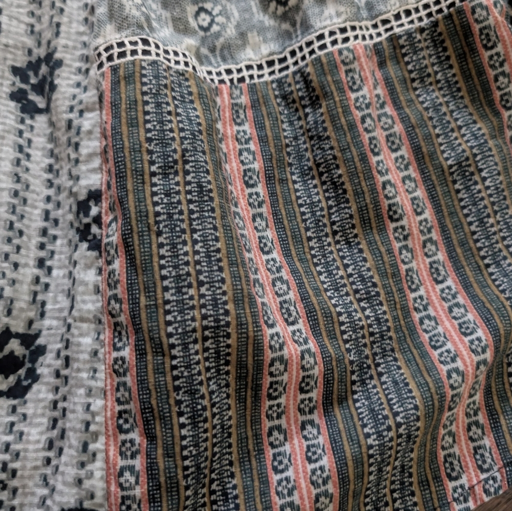 Boho Artisan Market Sleeveless Midi Dress – Patchwork Green Blue Cream Mauve S - Picture 7 of 14